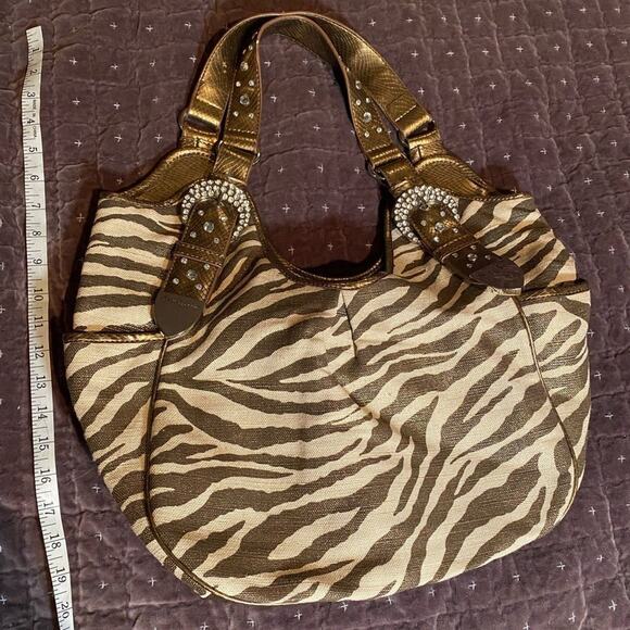 Hot in Hollywood large Zebra Animal Print Bag with bling - Picture 1 of 7